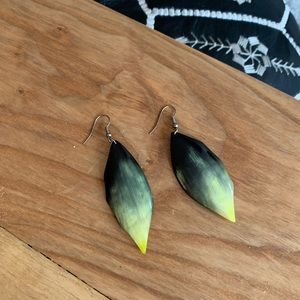 Bull horn black and yellow statement earrings